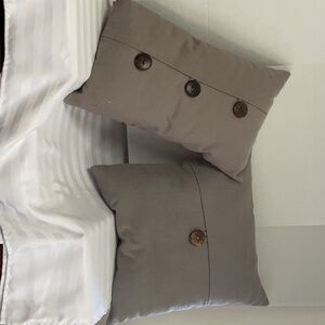 Elegant Gray Buttoned Throw Pillows